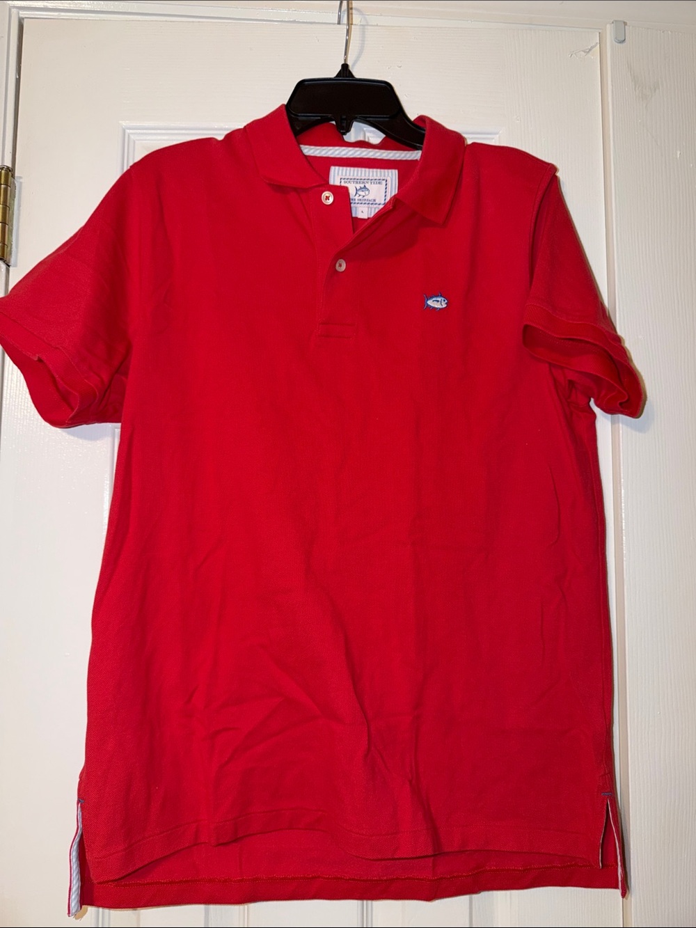 Southern Tide Classic Red Polo with Small Fish Logo